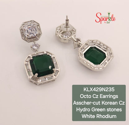 Octo Cz earrings with Asscher-cut Korean cz