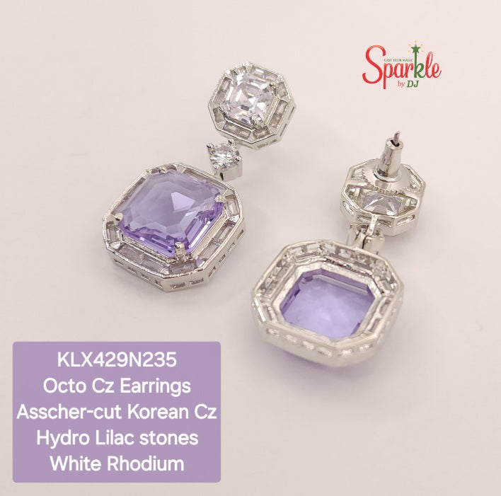 Octo Cz earrings with Asscher-cut Korean cz