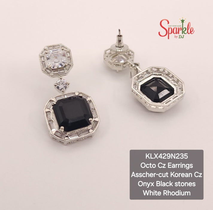 Octo Cz earrings with Asscher-cut Korean cz