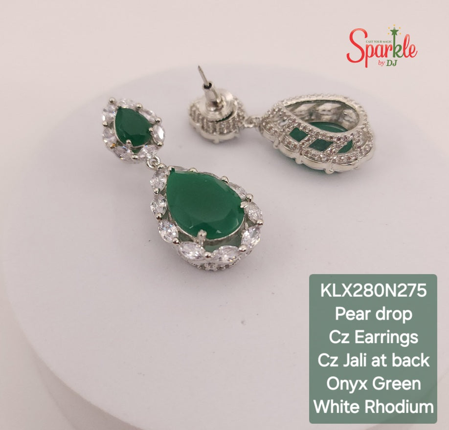 Cz Pear drop earrings with jali back