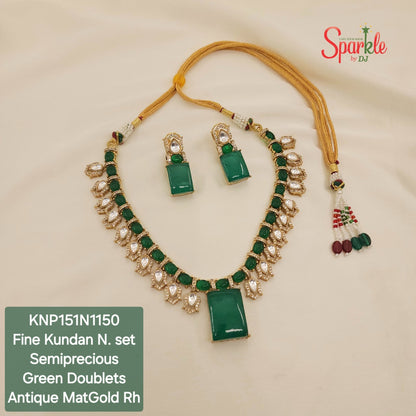 Fine Kundan Necklace set with semiprecious stones