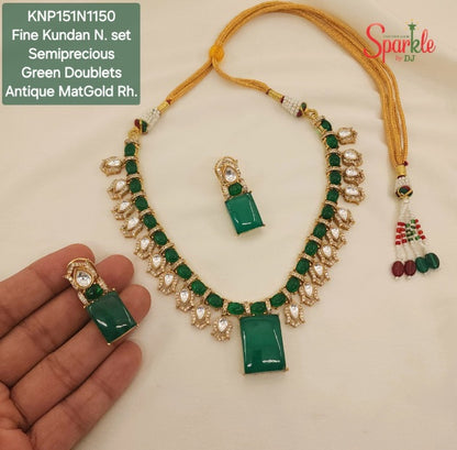 Fine Kundan Necklace set with semiprecious stones