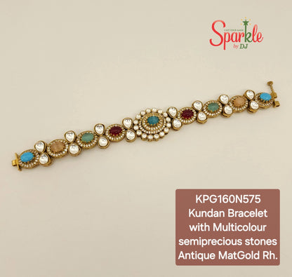 Multicolour stone studded kundan bracelet