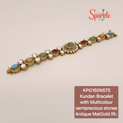 Multicolour stone studded kundan bracelet