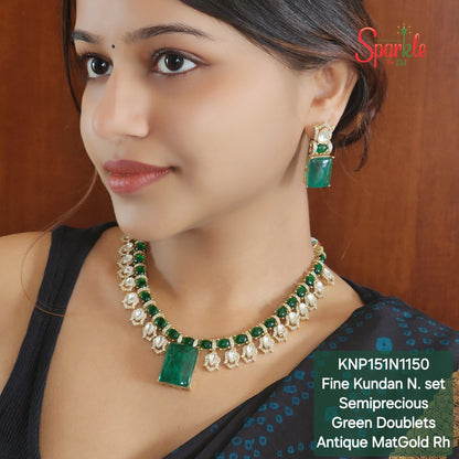 Fine Kundan Necklace set with semiprecious stones