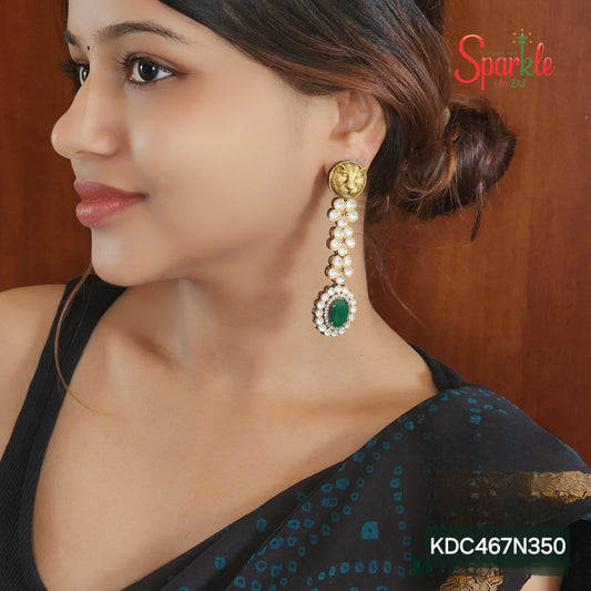 Tiger face long kundan earrings