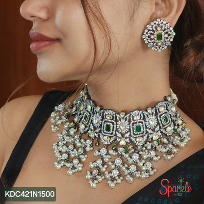 Fine kundan choker set with studs