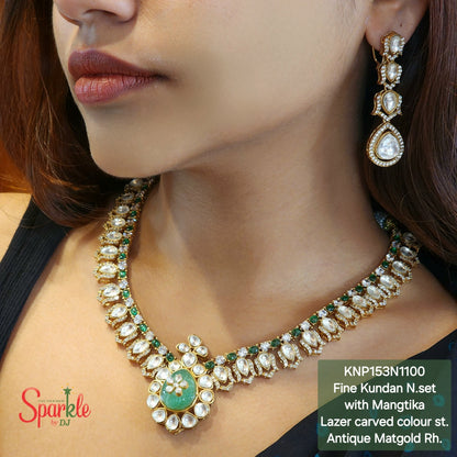 Fine Kundan Necklace set with Mangtika