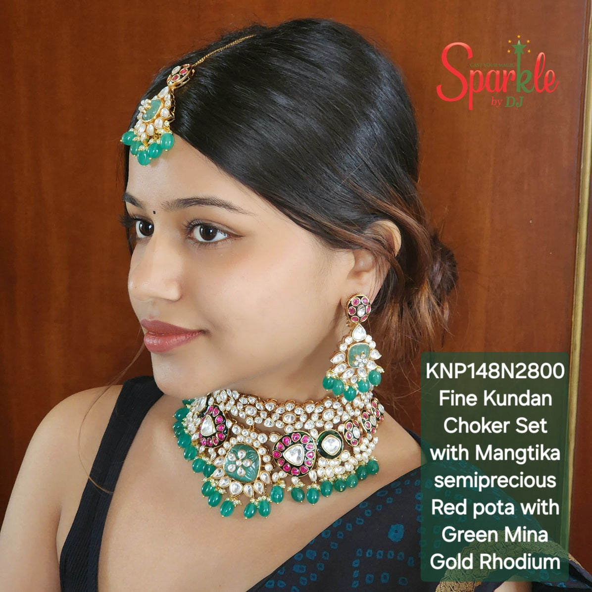 Fine kundan Bridal Choker set with Mangtika