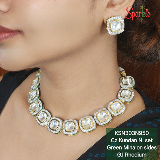 Cz Kundan Minakari Necklace set