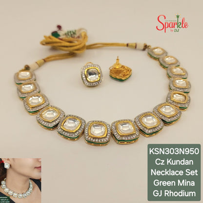 Cz & Kundan Minakari Necklace set