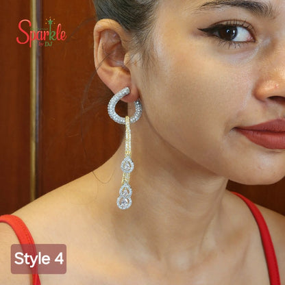 Cz 5-in-1 detachable danglers - 5 ways to wear