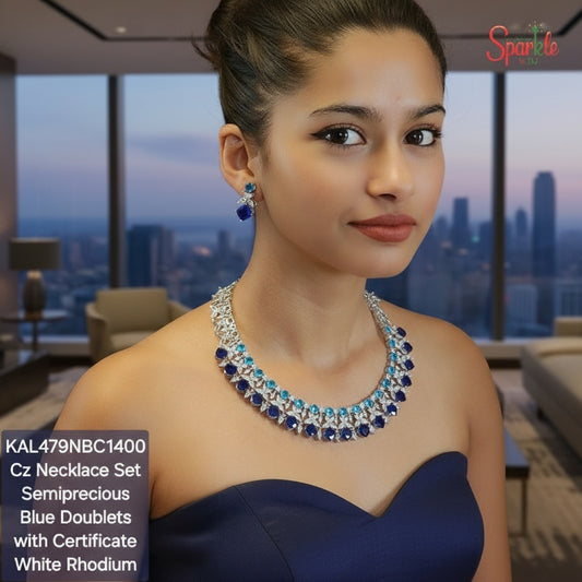 Winston Cz Necklace Set embellished with semiprecious colour stones - SparklebyDJ