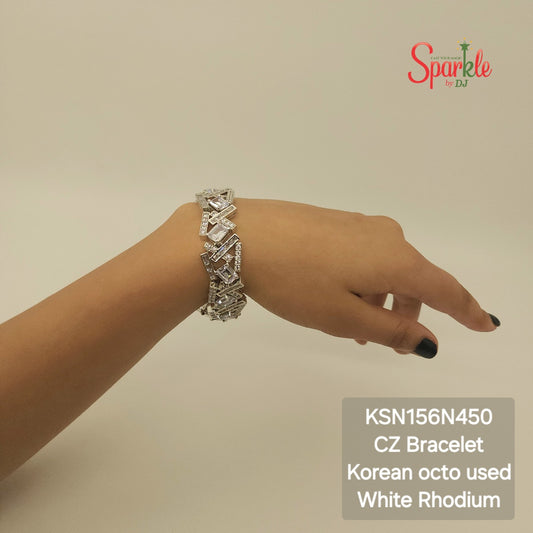 Geometrical cz bracelet with korean octagonal cz