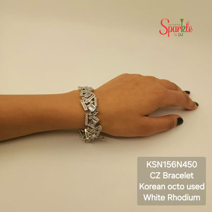 Geometrical cz bracelet with korean octagonal cz