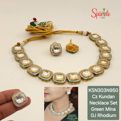 Cz & Kundan Minakari Necklace set