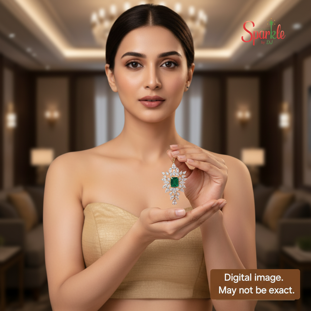 925 sterling silver Pendant embellished with Cz from swarovski & semiprecious octo stone.