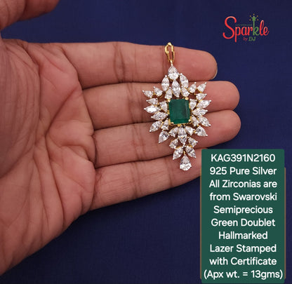 925 sterling silver Pendant embellished with Cz from swarovski & semiprecious octo stone.