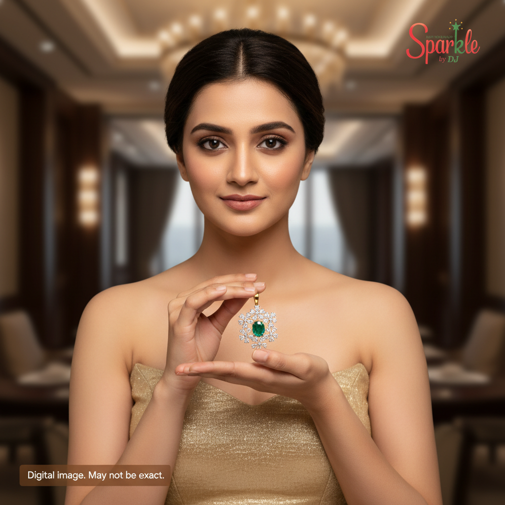 925 Sterling Silver Pendant setted with semiprecious colour stone & Cz from swarovski