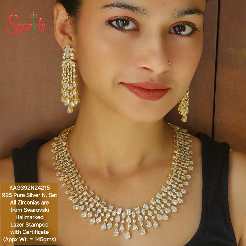 925 Sterling Silver Necklace set with zirconias from swarovski