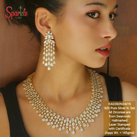 925 Sterling Silver Necklace set with zirconias from swarovski