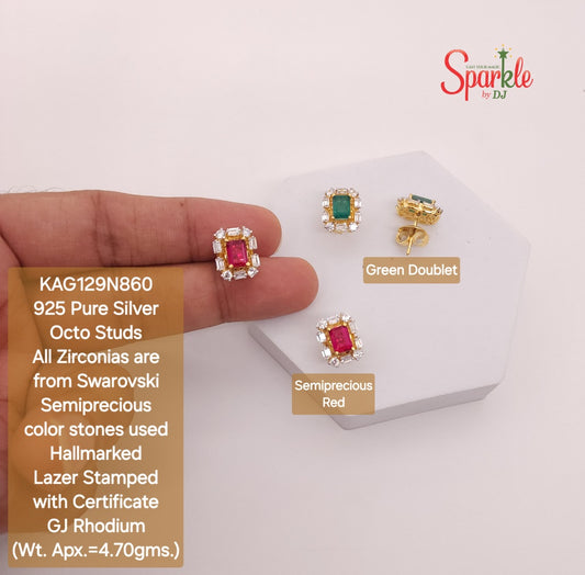 925 Sterling Silver Studs setted with zirconias from swarovski & semiprecious colour stones
