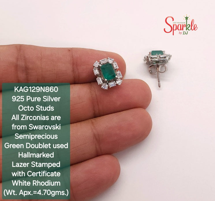 925 Sterling Silver Studs setted with zirconias from swarovski & semiprecious colour stones