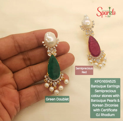 Barouque Earrings with semiprecious stones & Korean zirconias