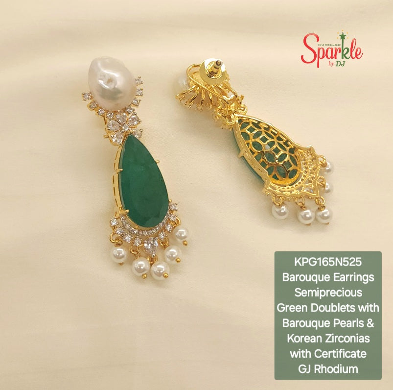 Barouque Earrings with semiprecious stones & Korean zirconias