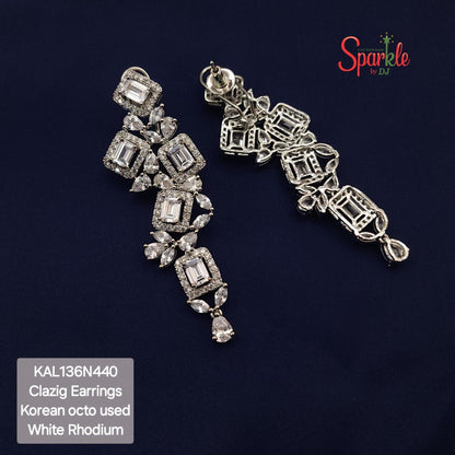 Our signature style earrings embellished with octagonal korean cz