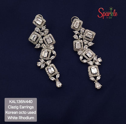 Our signature style earrings embellished with octagonal korean cz