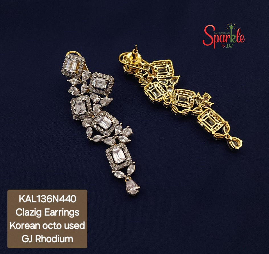 Our signature style earrings embellished with octagonal korean cz