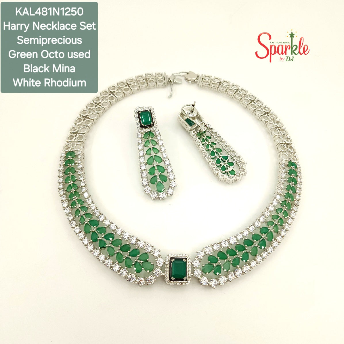 Designer Necklace Set embellished with semiprecious stones with Mina Border