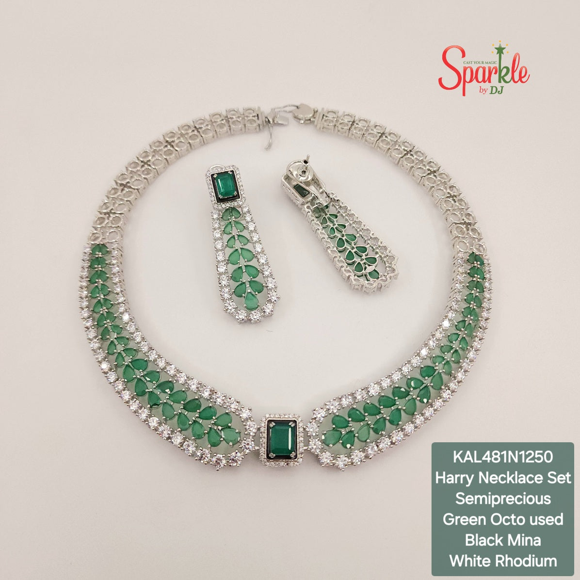 Designer Necklace Set embellished with semiprecious stones with Mina Border