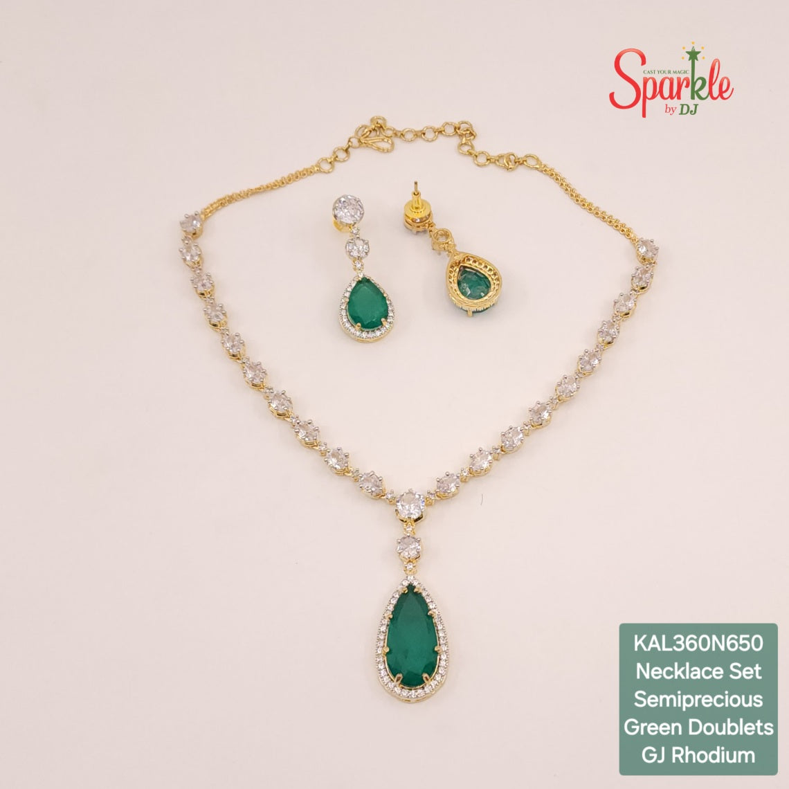 Cz Necklace Set with Semiprecious stones