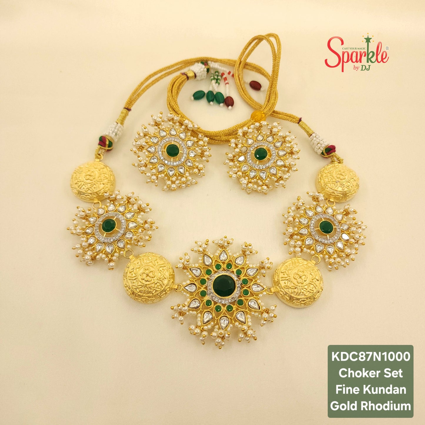 Pearls studded Fine Kundan Choker-cum-Necklace set