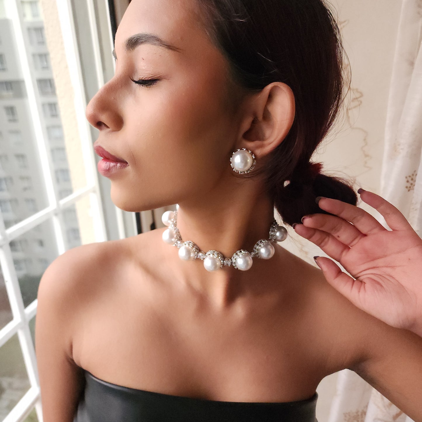 Pearl & Cz Choker Set