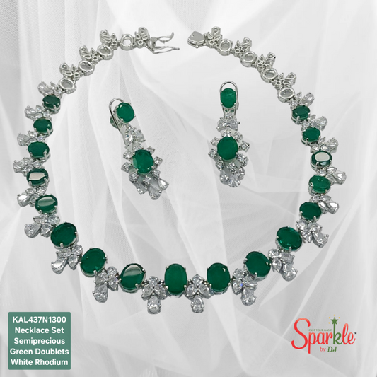 Designer Necklace Set embellished with Semiprecious Oval stones