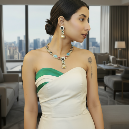 Royal Bengal Tiger Fine Kundan Necklace Set - SparklebyDJ