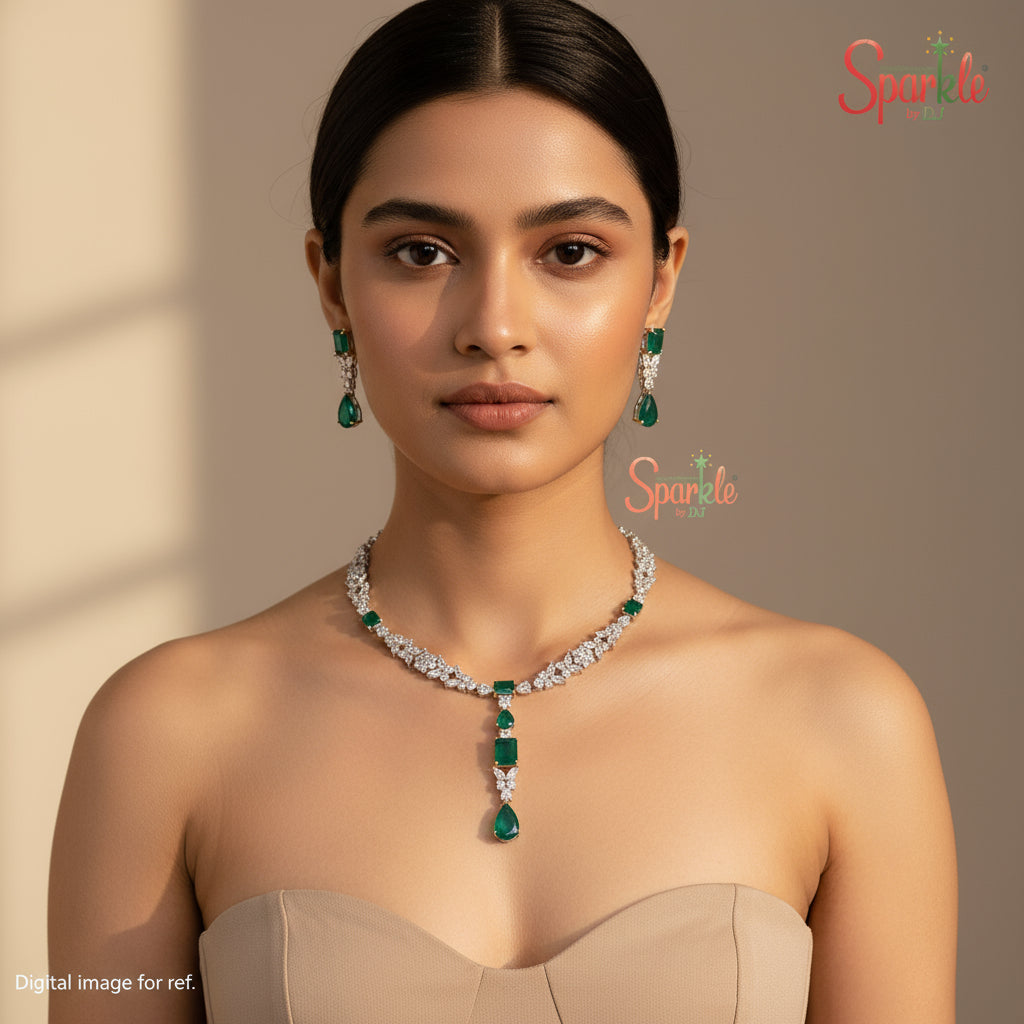 International design Pendant Style Necklace set with semiprecious colour stones - SparklebyDJ