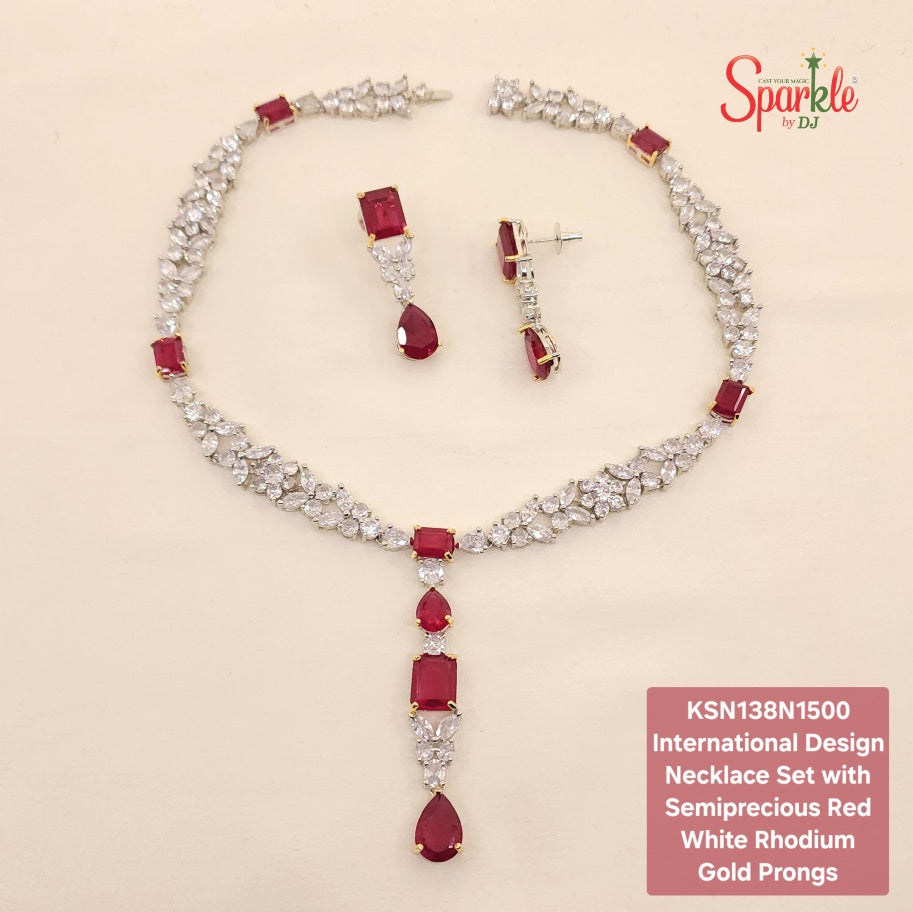 International design Pendant Style Necklace set with semiprecious colour stones - SparklebyDJ