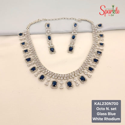 AAA Cz Necklace set with octagonal colour stones