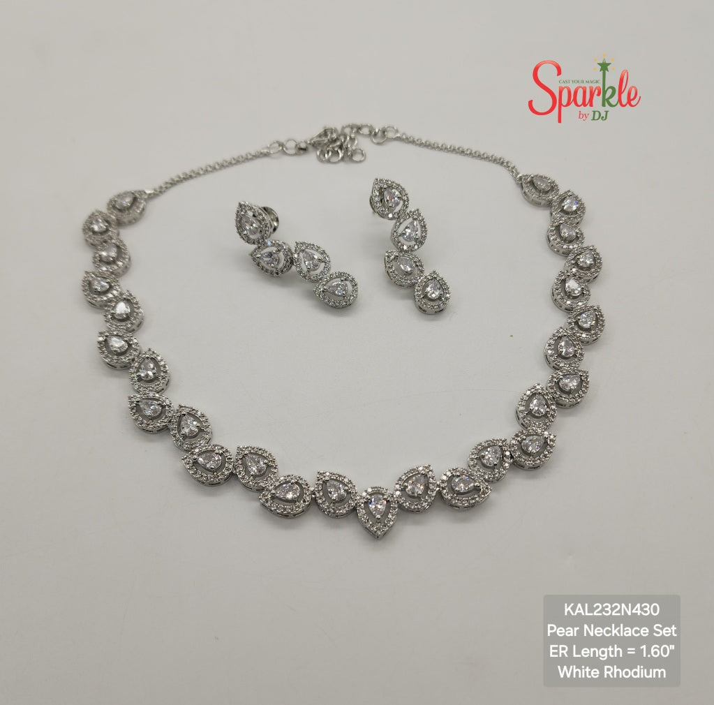 Pear cz necklace set