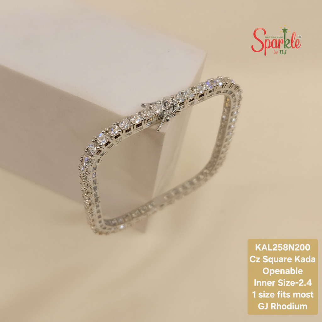 Square Shape adjustable Kada with AAA quality Cz