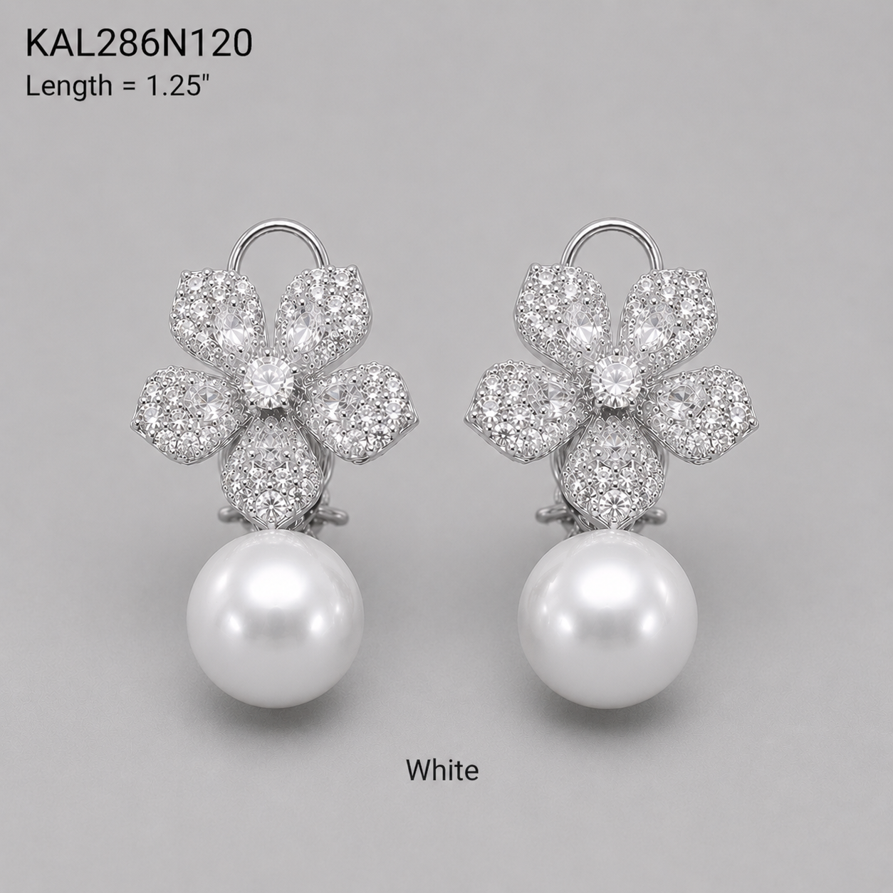 Floral Cz Earrings with Pearl drop