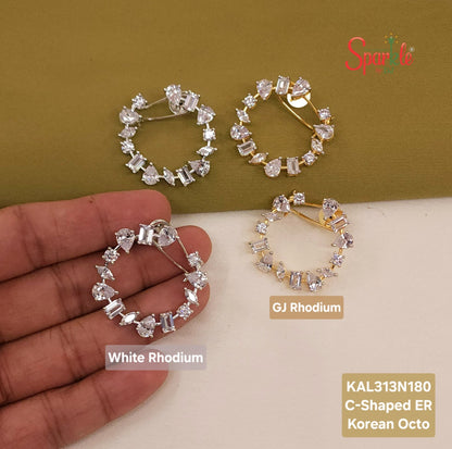 C-shaped Earrings with Korean octo CZ - SparklebyDJ