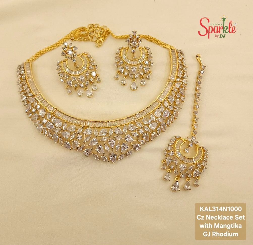 CZ Necklace Set with Mangtika