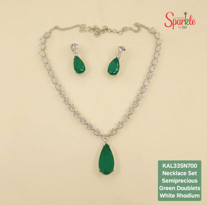 Semi-Precious Green Doublet Necklace Set