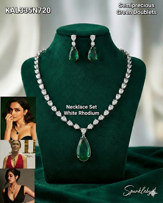 Semi-Precious Green Doublet Necklace Set