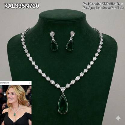 Semi-Precious Green Doublet Necklace Set